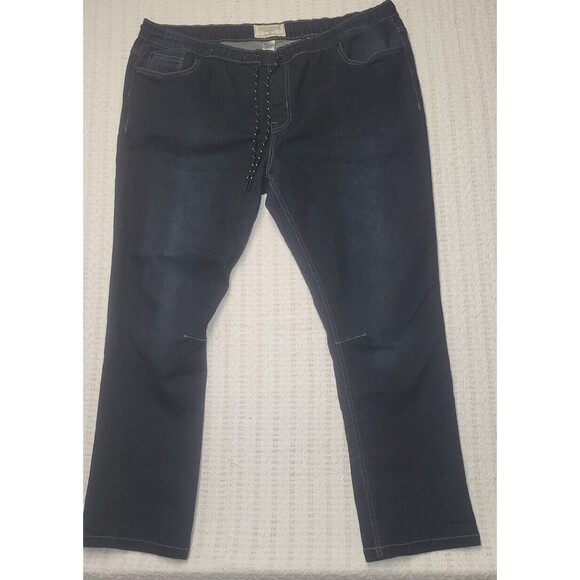 Free Planet Jeans Mens sz 42 Drawstring Stretch Stone Wash Blue Denim New - Picture 1 of 6